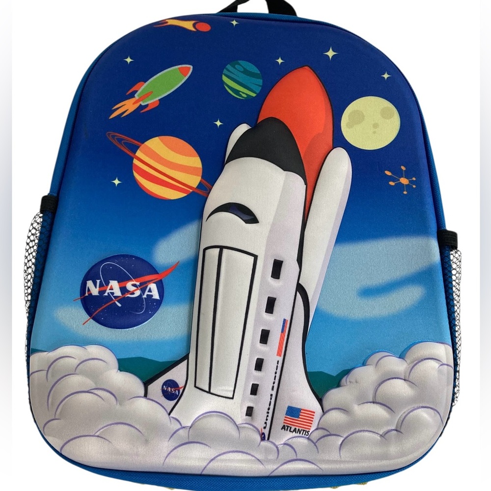 Kids NASA Space Shuttle Atlantis Planets 3D School Backpack with TAGS 12" x 10" - Picture 2 of 11